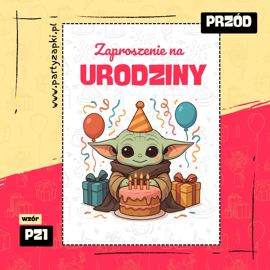yoda gwiezdne wojny zaproszenie na urodziny 01 pz1 przod