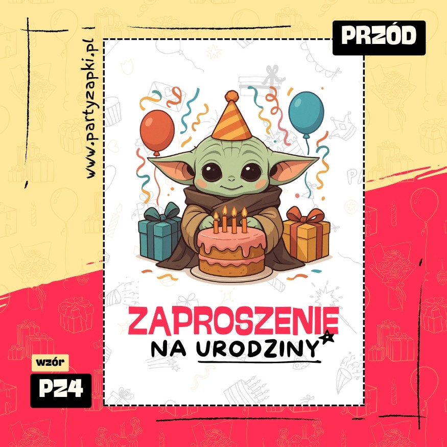 yoda gwiezdne wojny zaproszenie na urodziny 01 pz4 przod