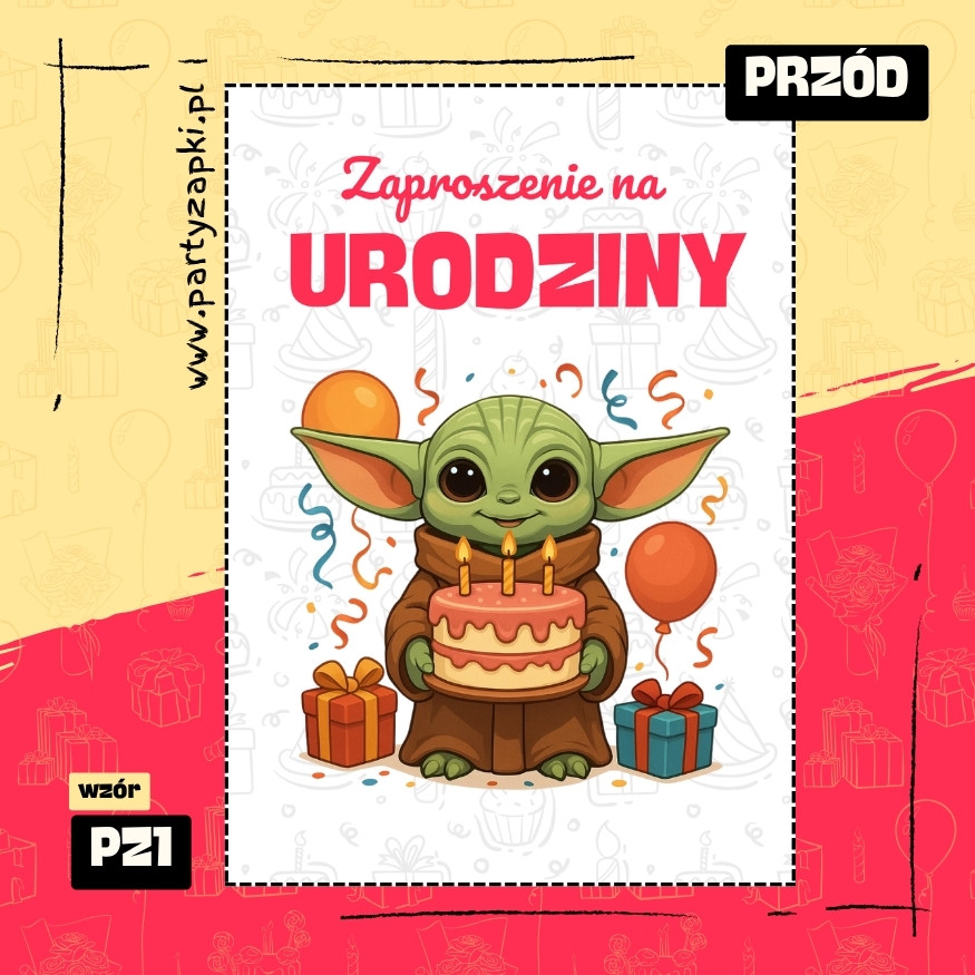 yoda gwiezdne wojny zaproszenie na urodziny 02 pz1 przod