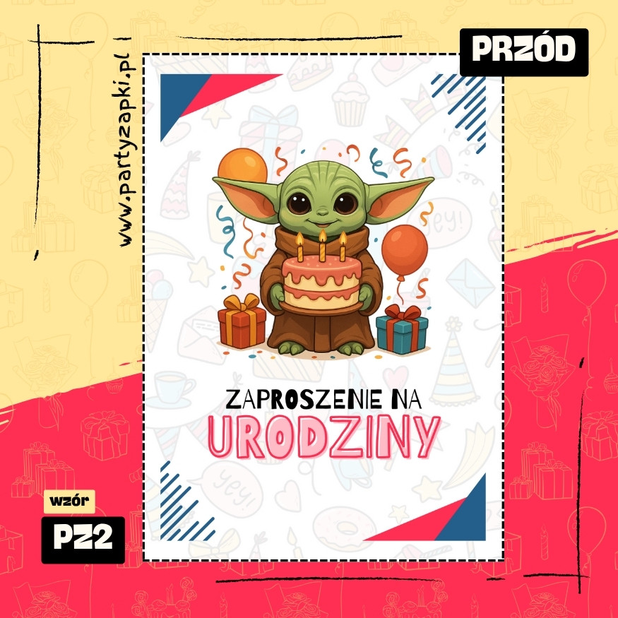 yoda gwiezdne wojny zaproszenie na urodziny 02 pz2 przod