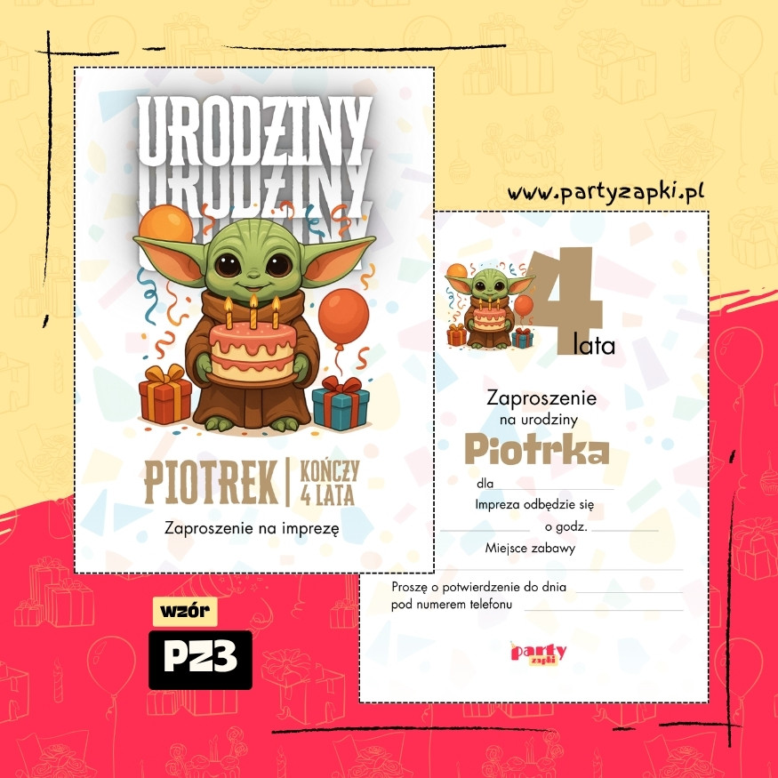 yoda gwiezdne wojny zaproszenie na urodziny 02 pz3