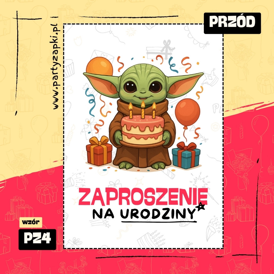 yoda gwiezdne wojny zaproszenie na urodziny 02 pz4 przod