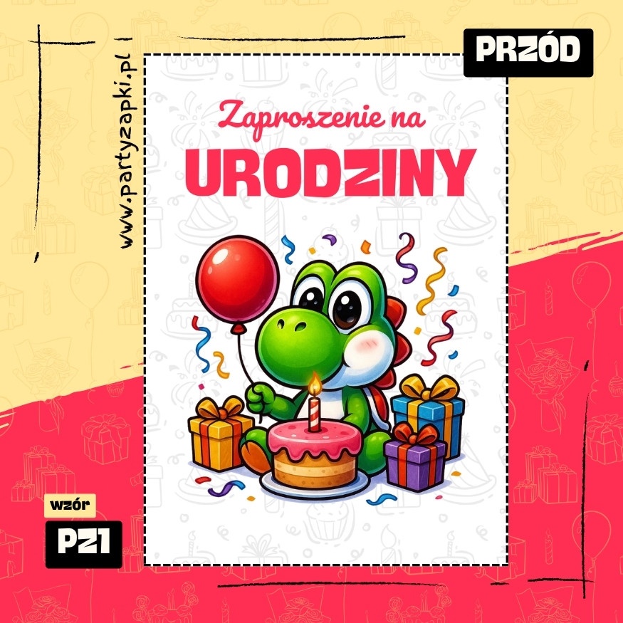 yoshi zaproszenie na urodziny 02 pz1 przod