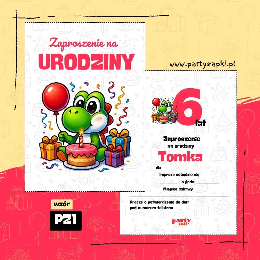 yoshi zaproszenie na urodziny 02 pz1