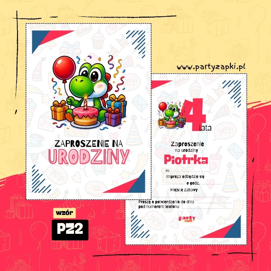 yoshi zaproszenie na urodziny 02 pz2
