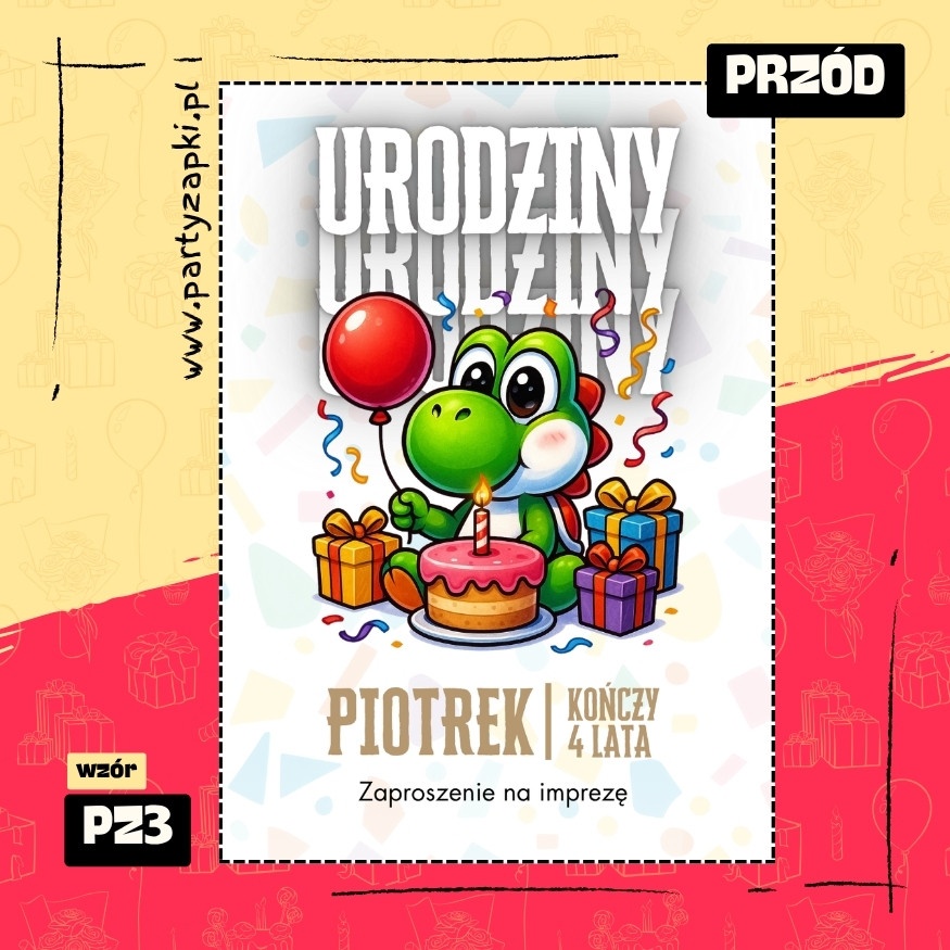 yoshi zaproszenie na urodziny 02 pz3 przod