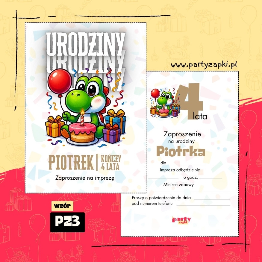yoshi zaproszenie na urodziny 02 pz3