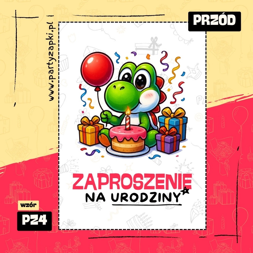 yoshi zaproszenie na urodziny 02 pz4 przod