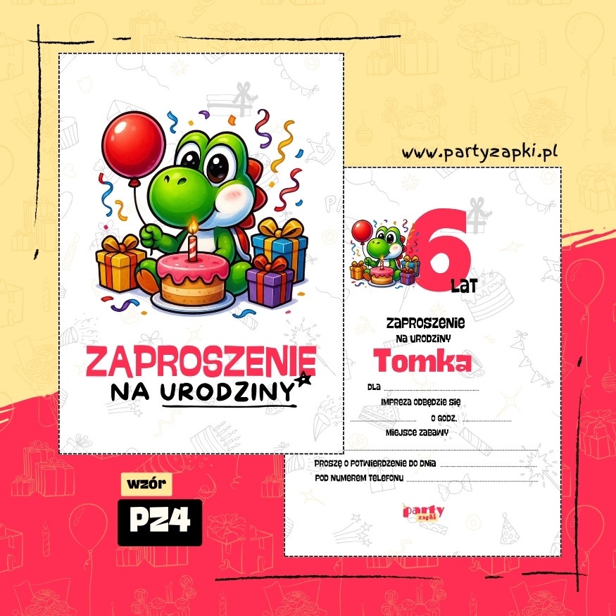 yoshi zaproszenie na urodziny 02 pz4