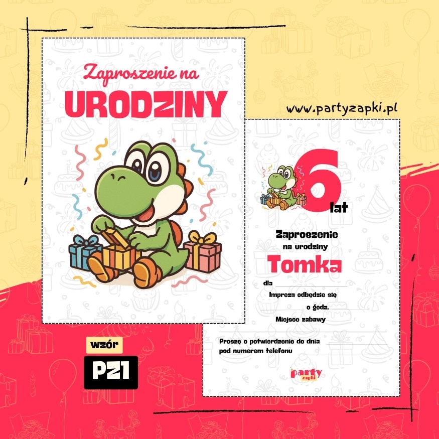 yoshi zaproszenie na urodziny 03 pz1
