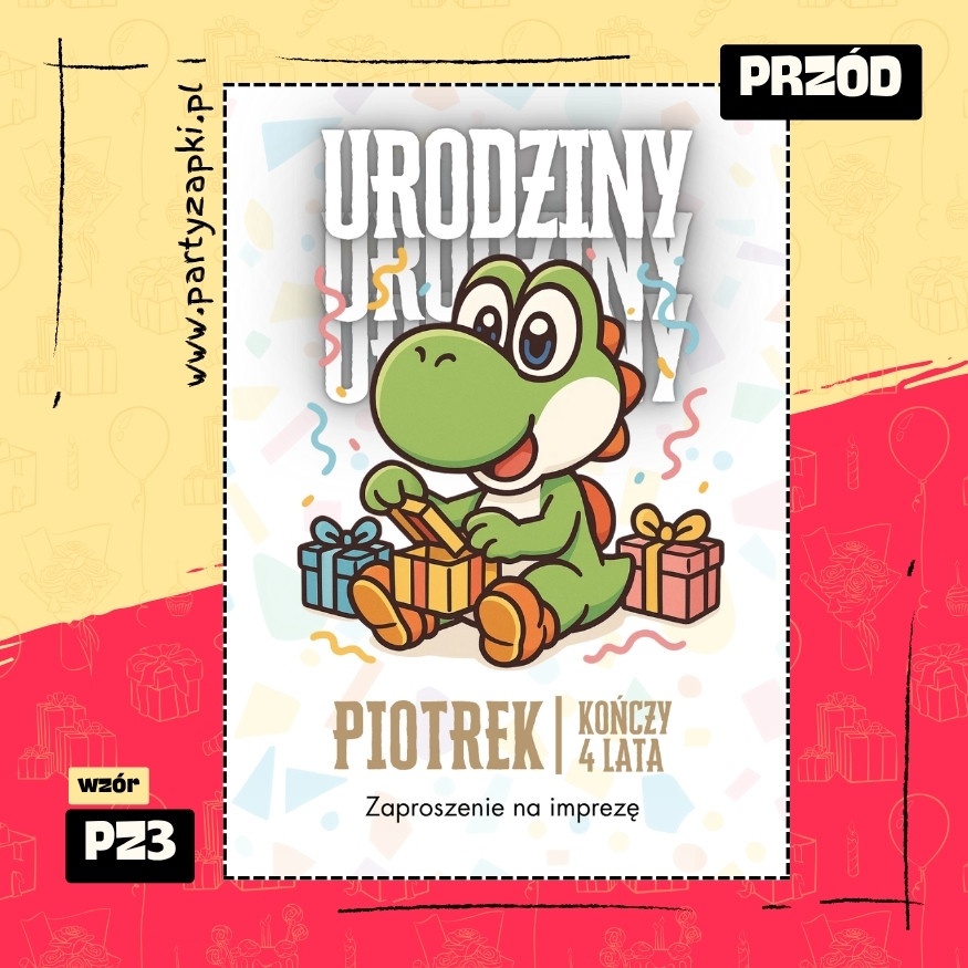 yoshi zaproszenie na urodziny 03 pz3 przod