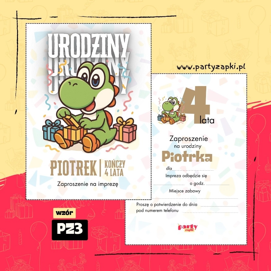 yoshi zaproszenie na urodziny 03 pz3