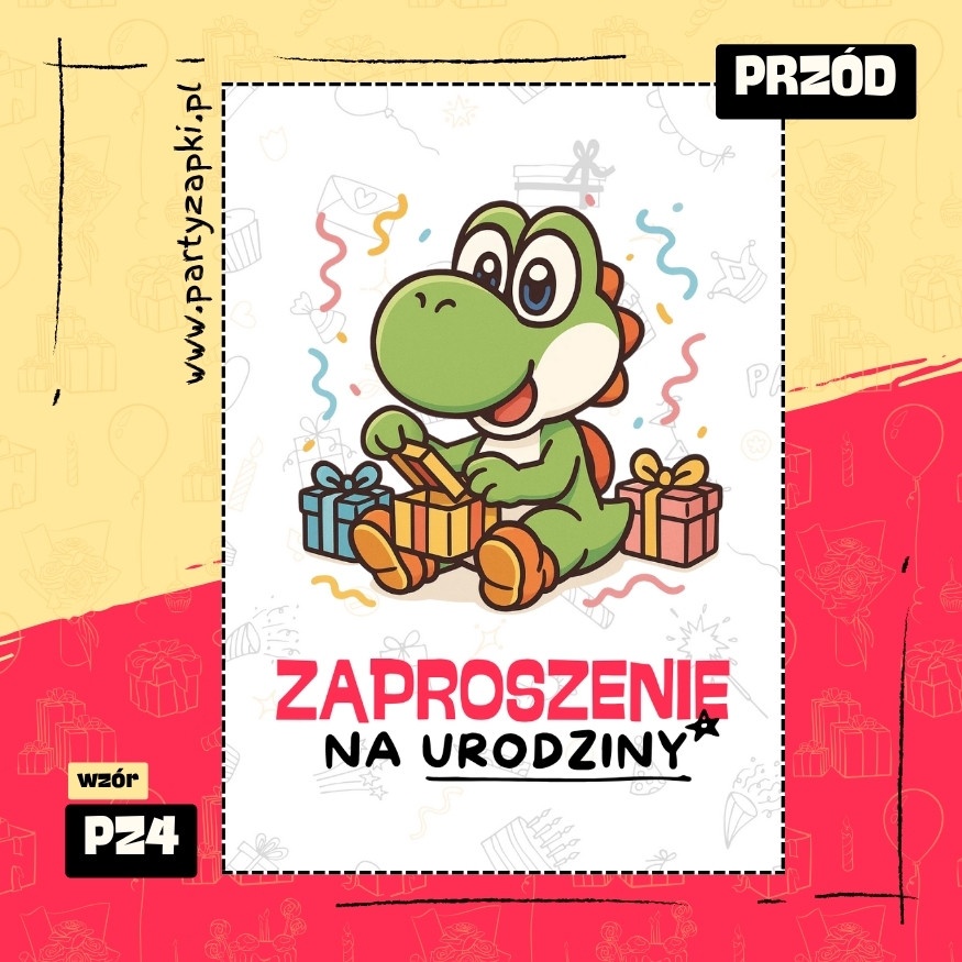 yoshi zaproszenie na urodziny 03 pz4 przod