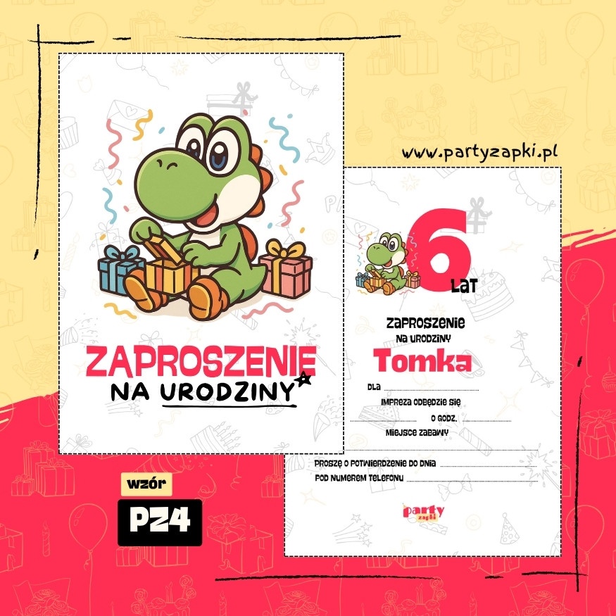 yoshi zaproszenie na urodziny 03 pz4