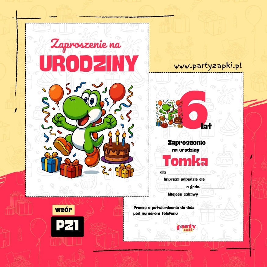 yoshi zaproszenie na urodziny 04 pz1