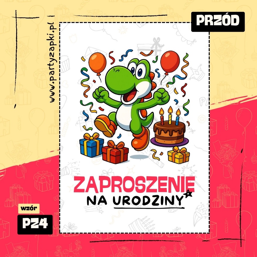 yoshi zaproszenie na urodziny 04 pz4 przod