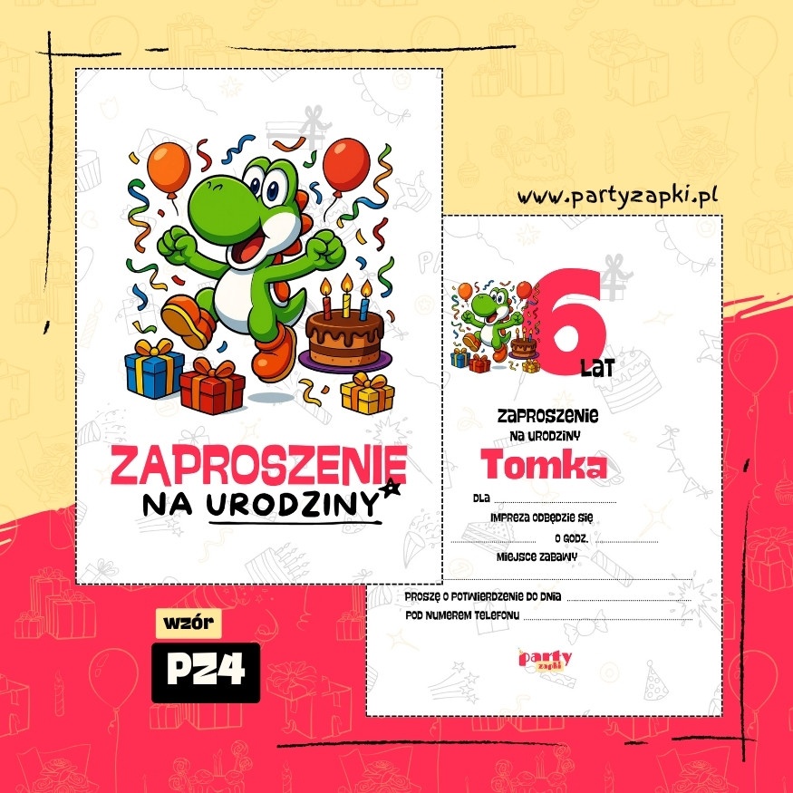 yoshi zaproszenie na urodziny 04 pz4