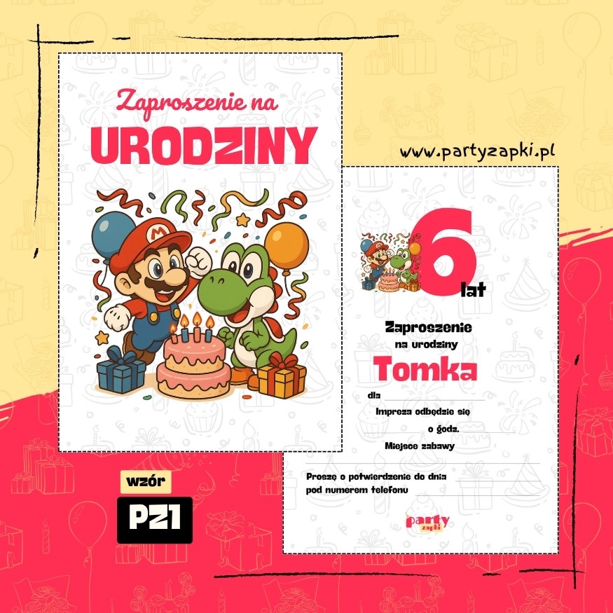 yoshi zaproszenie na urodziny 05 pz1