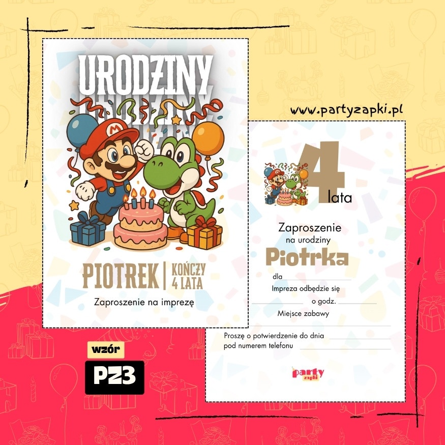 yoshi zaproszenie na urodziny 05 pz3