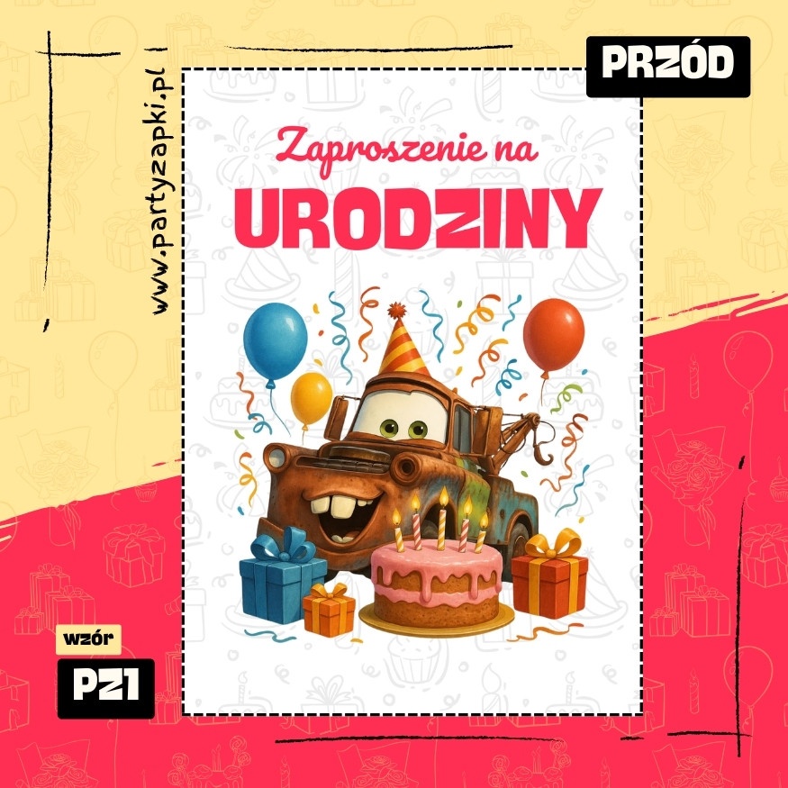 zlomek auta zaproszenie na urodziny 01 pz1 przod
