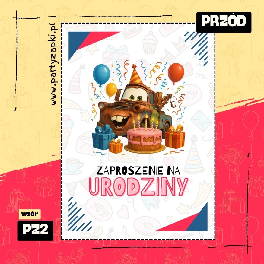 zlomek auta zaproszenie na urodziny 01 pz2 przod
