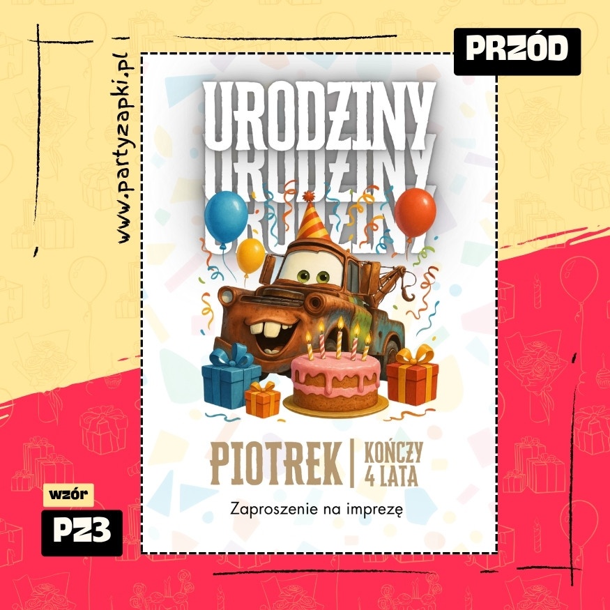 zlomek auta zaproszenie na urodziny 01 pz3 przod