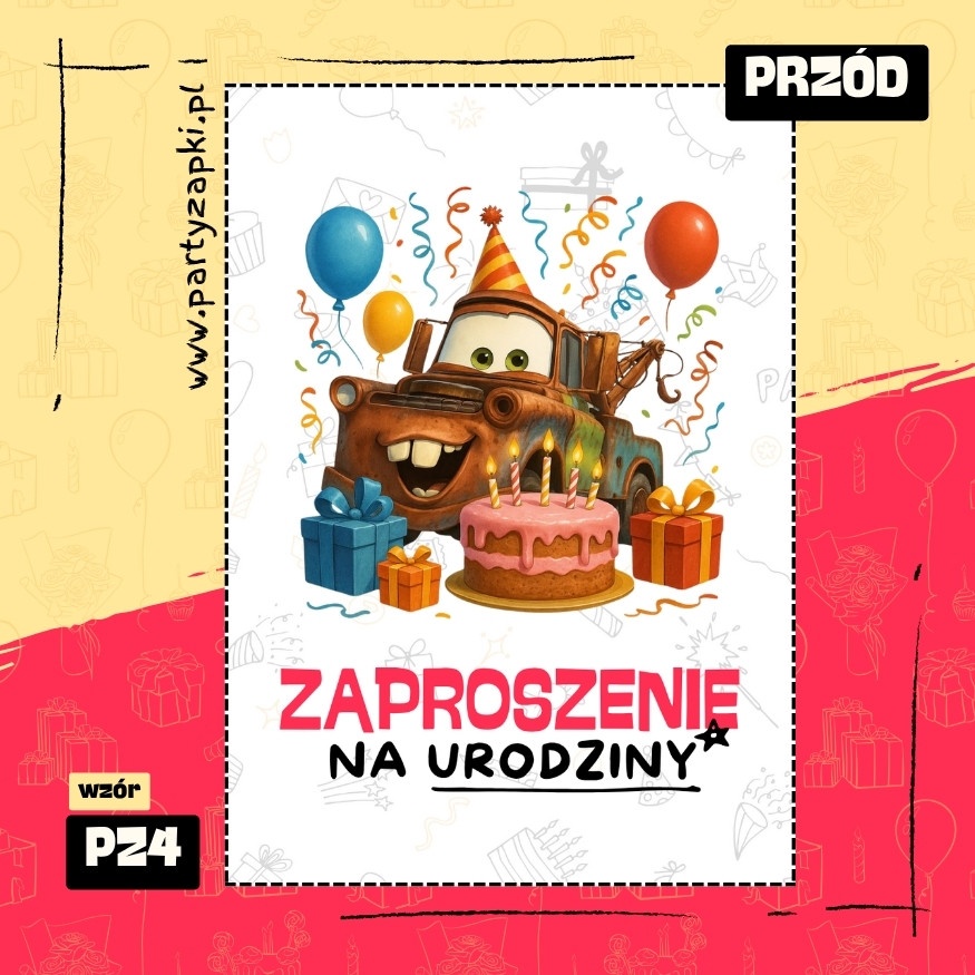 zlomek auta zaproszenie na urodziny 01 pz4 przod