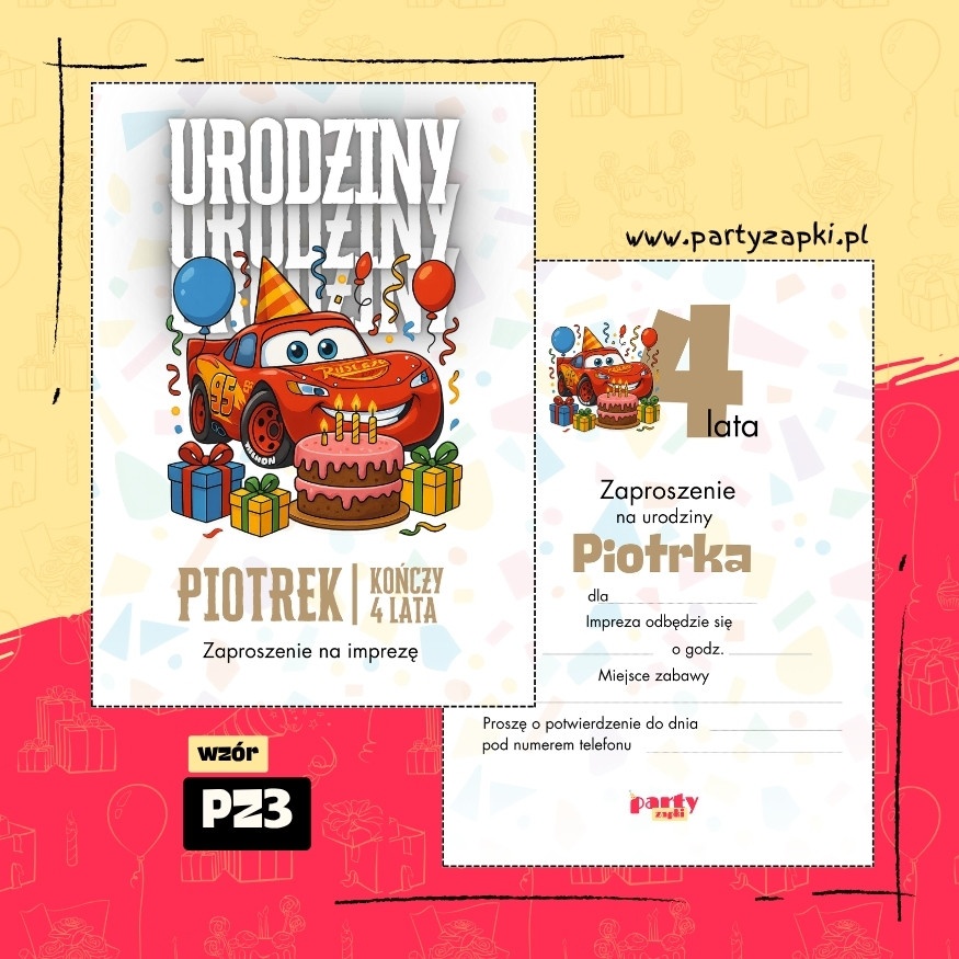 zygzak mcqueen auta zaproszenie na urodziny 01 pz3