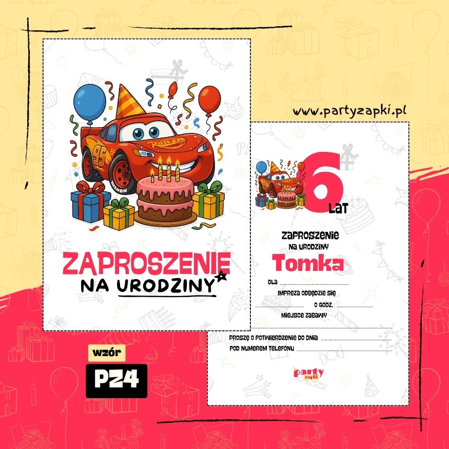 zygzak mcqueen auta zaproszenie na urodziny 01 pz4