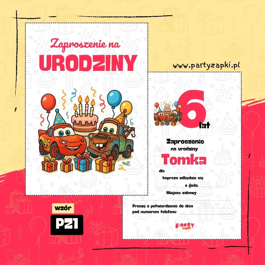zygzak mcqueen auta zaproszenie na urodziny 03 pz1