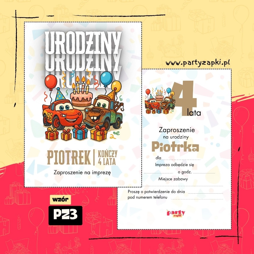 zygzak mcqueen auta zaproszenie na urodziny 03 pz3
