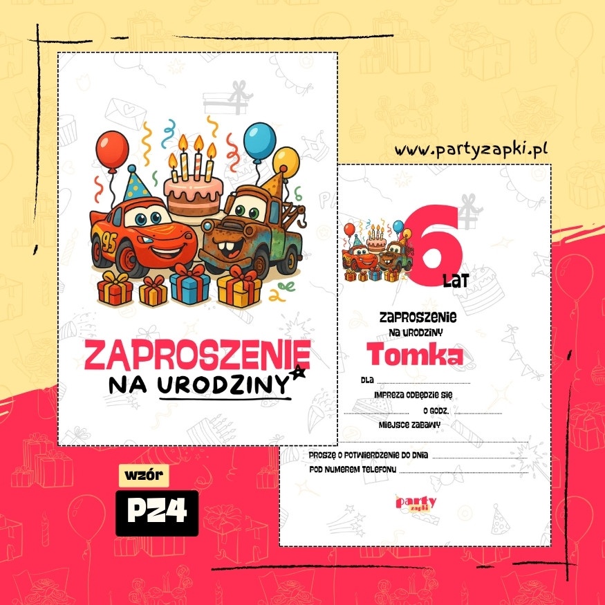 zygzak mcqueen auta zaproszenie na urodziny 03 pz4