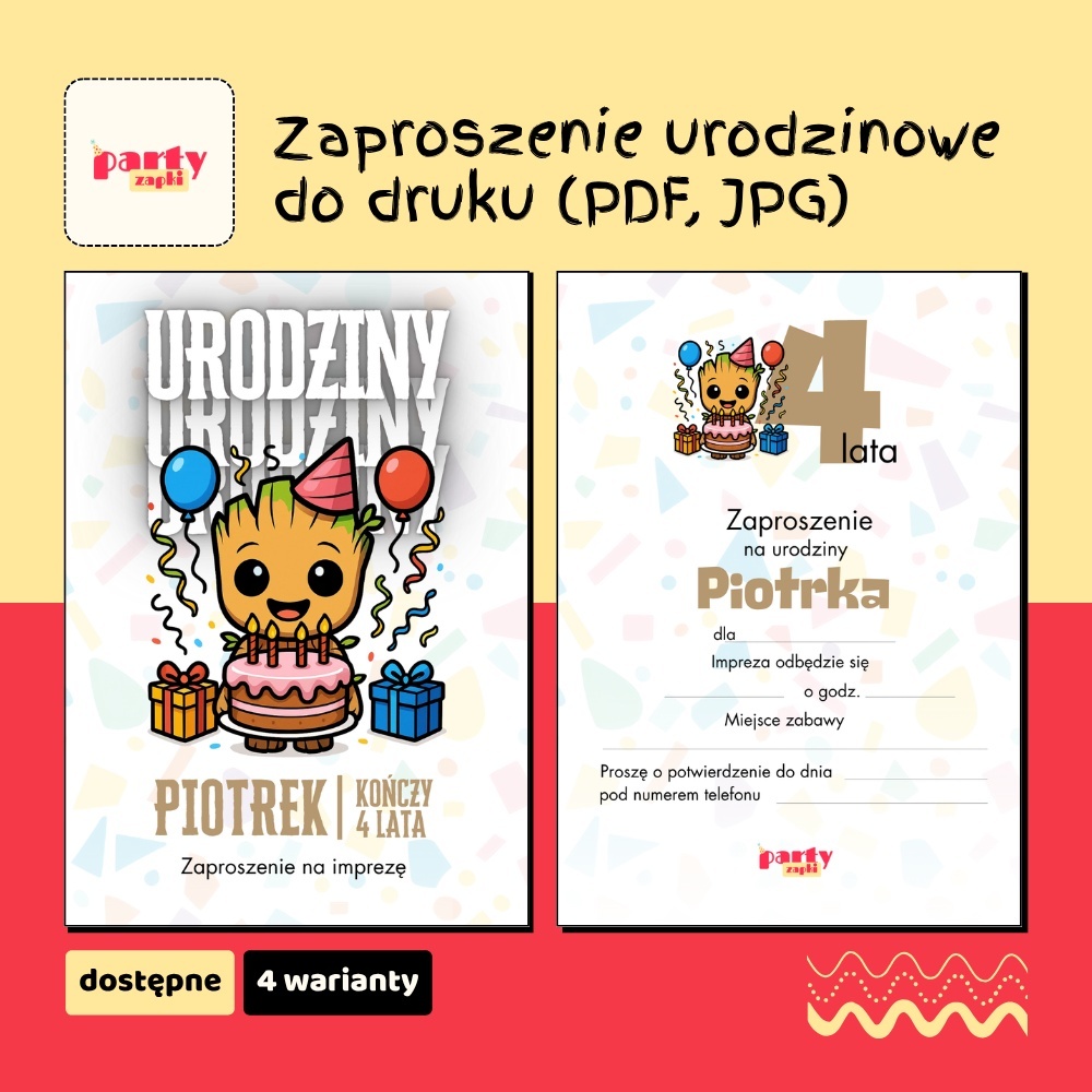 groot straznicy galaktyki zaproszenie na urodziny partyzapki 05