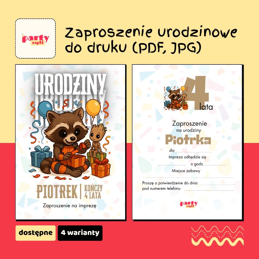 groot straznicy galaktyki zaproszenie na urodziny partyzapki 07