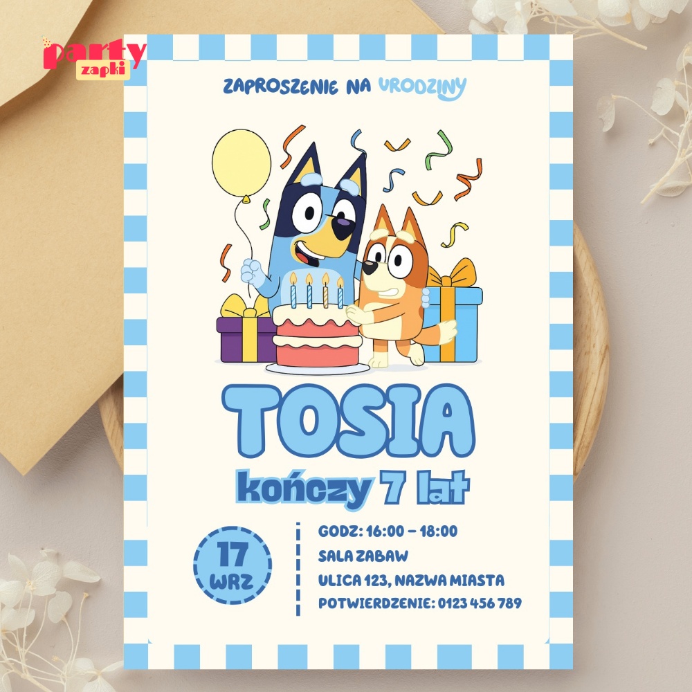 bluey 09 zaproszenie na urodziny partyzapki 2