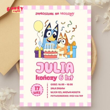 bluey 10 zaproszenie na urodziny partyzapki 2