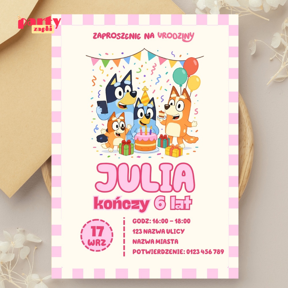 bluey 11 zaproszenie na urodziny partyzapki 2