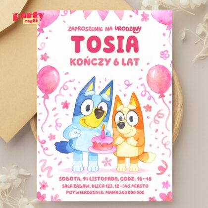 bluey 12 zaproszenie na urodziny partyzapki 2