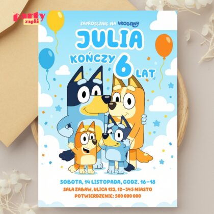 bluey 13 zaproszenie na urodziny partyzapki 2