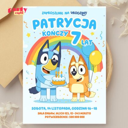 bluey 15 zaproszenie na urodziny partyzapki 2