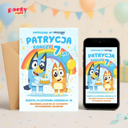 bluey 15 zaproszenie na urodziny partyzapki