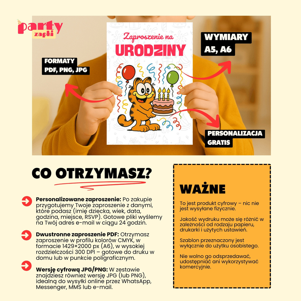 garfield zaproszenie partyzapki 05 4