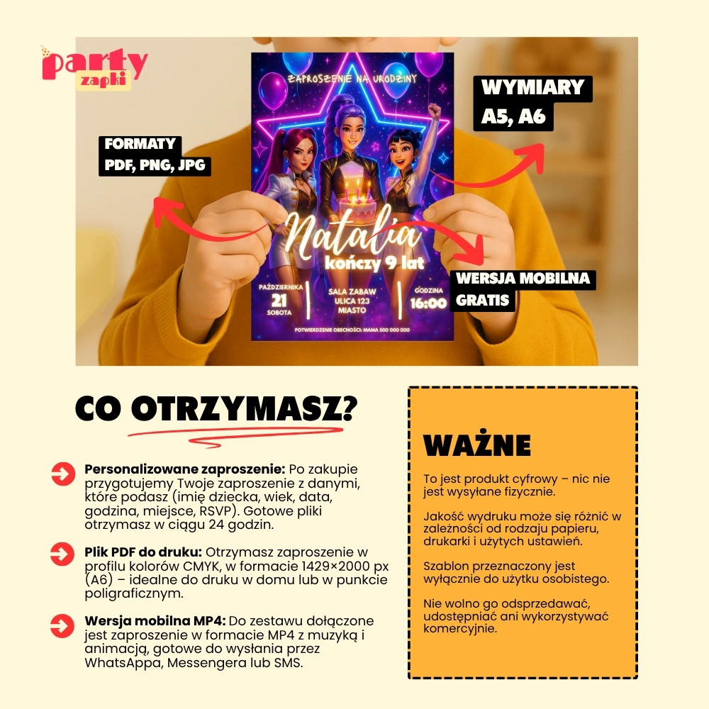 kpop demon hunters 01 zaproszenie na urodziny partyzapki 5