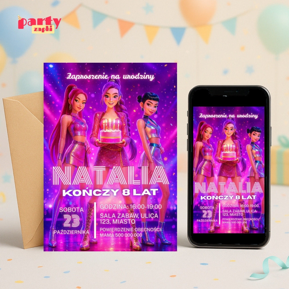 kpop demon hunters 04 zaproszenie na urodziny partyzapki 1