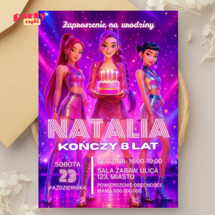 kpop demon hunters 04 zaproszenie na urodziny partyzapki 2