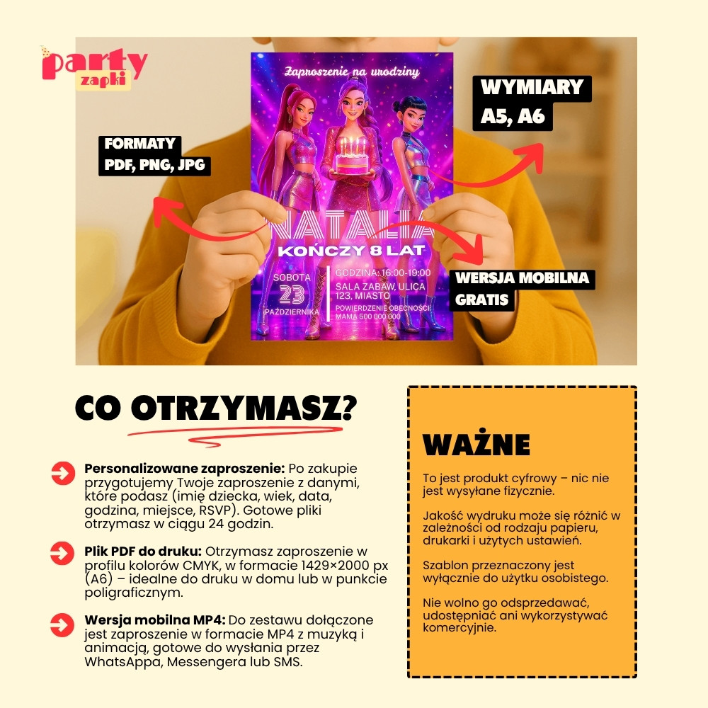 kpop demon hunters 04 zaproszenie na urodziny partyzapki 5