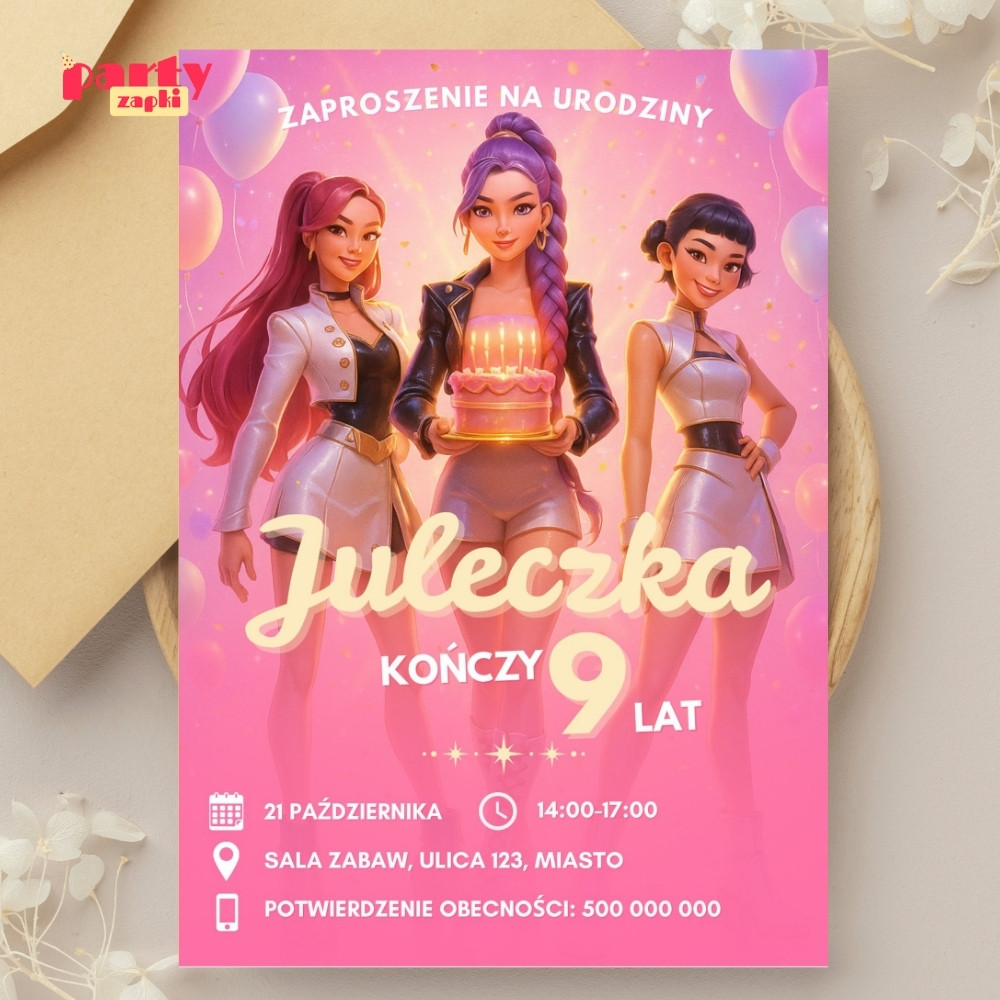 kpop demon hunters 05 zaproszenie na urodziny partyzapki 2