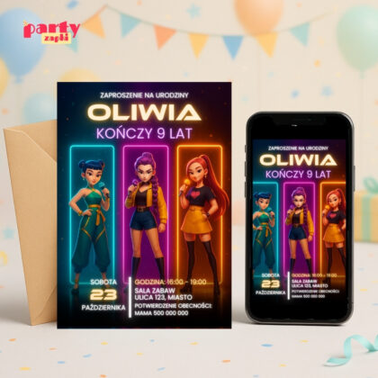 kpop demon hunters 06 zaproszenie na urodziny partyzapki 1