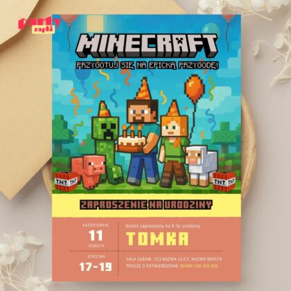 minecraft 07 zaproszenie na urodziny partyzapki 2