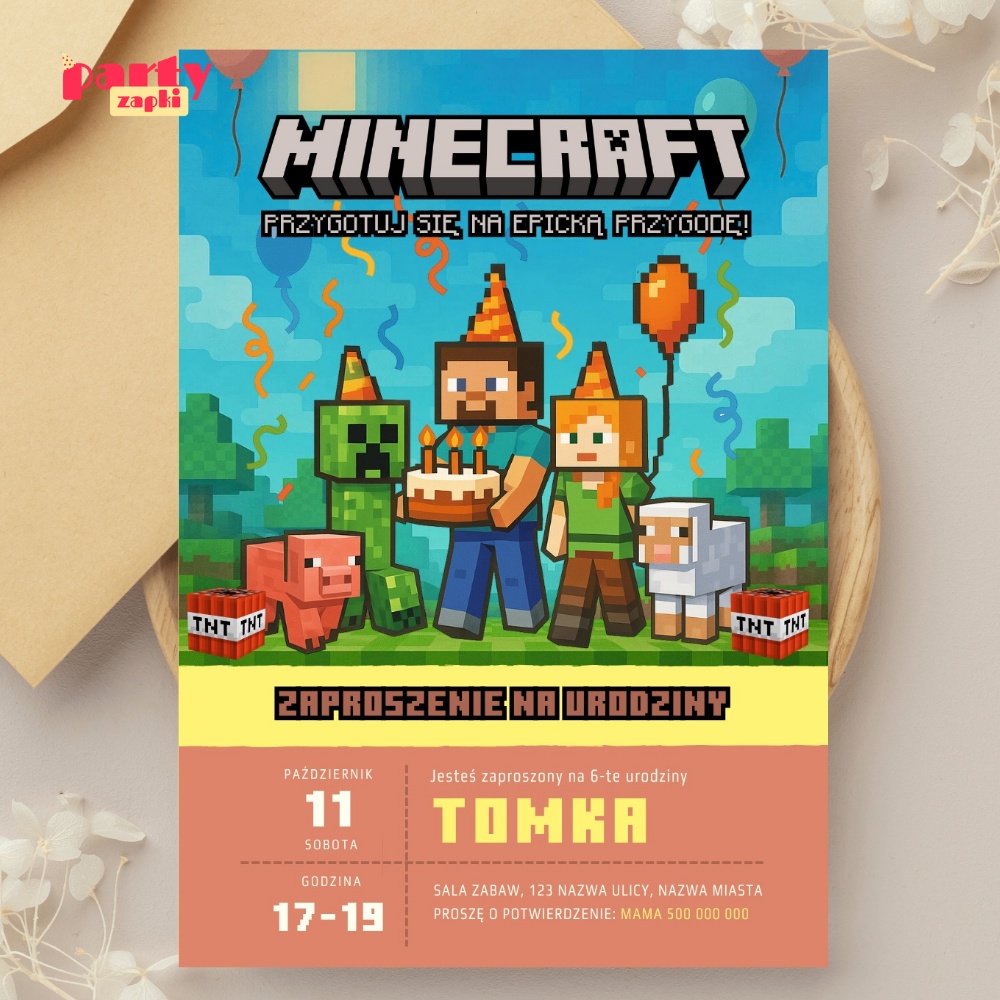 minecraft 07 zaproszenie na urodziny partyzapki 2